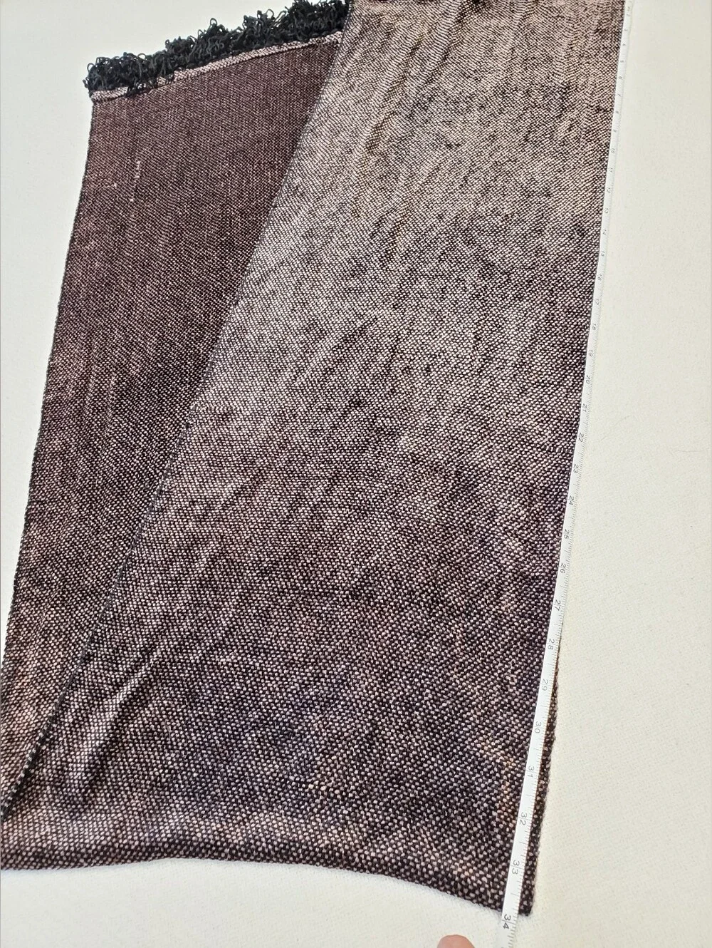 Vintage Holt Renfrew Chenille Viscose Fringe Scarf Brown Pink Tweed Wrap
